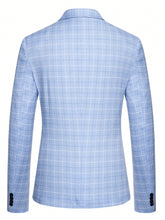 Men's Plaid Print Single Button Blazer