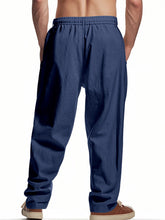 Men's navy blue breathable linen loose casual Pants