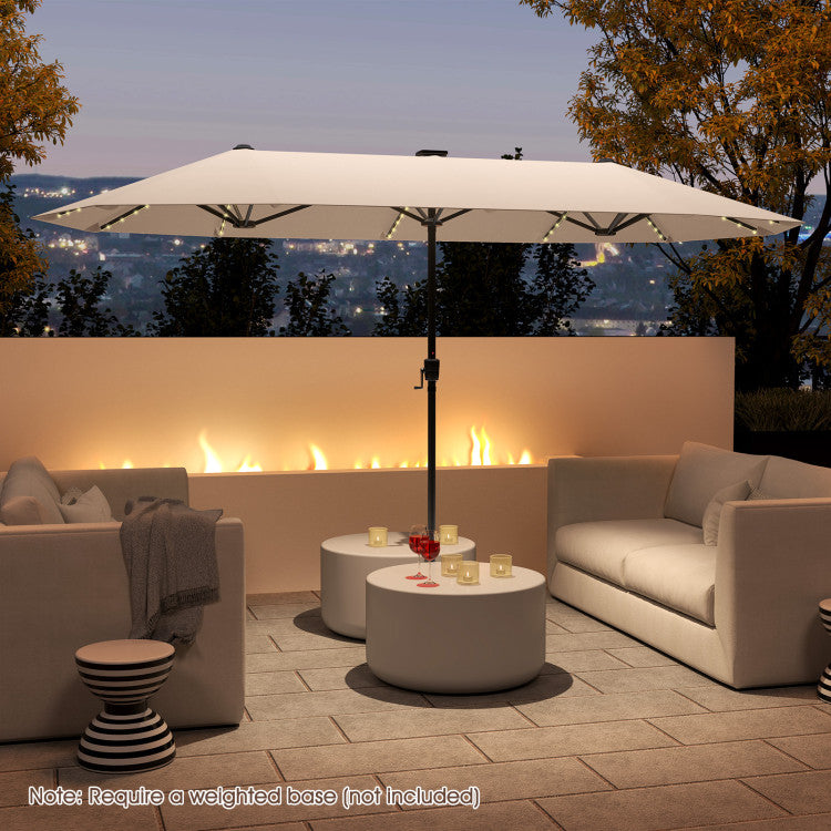 13 Feet Large Patio Umbrella Outdoor Double-Sided Table Market Umbrella with Crank Handle