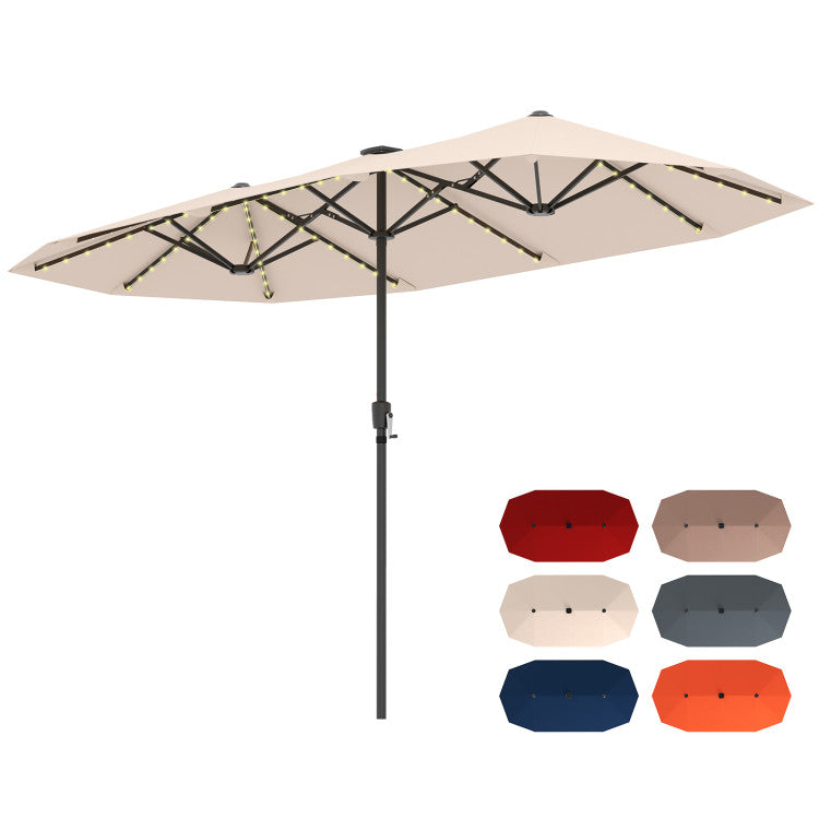 13 Feet Large Patio Umbrella Outdoor Double-Sided Table Market Umbrella with Crank Handle