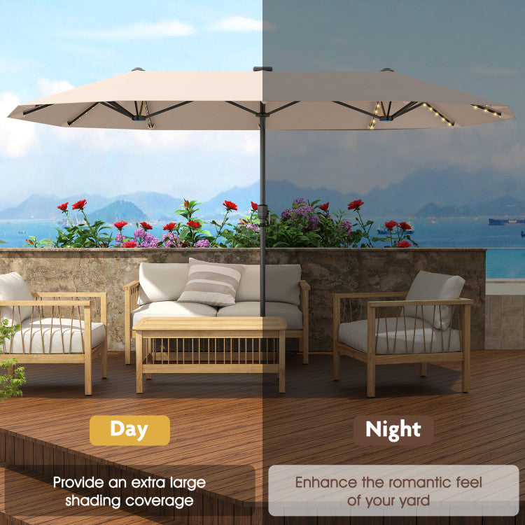13 Feet Large Patio Umbrella Outdoor Double-Sided Table Market Umbrella with Crank Handle