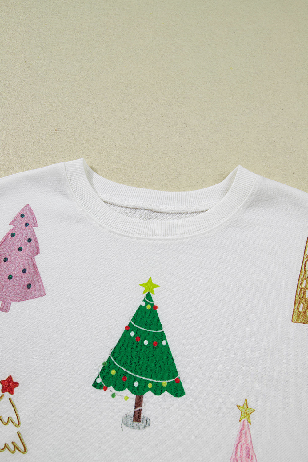 women's White Christmas Tree Long Sleeve Top and Shorts Pajama Set