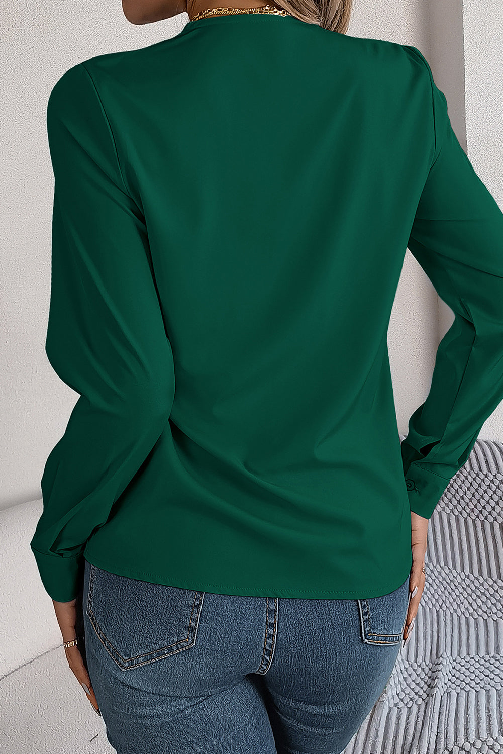 Red Dahlia Elegant V-Neck Pleated Blouse