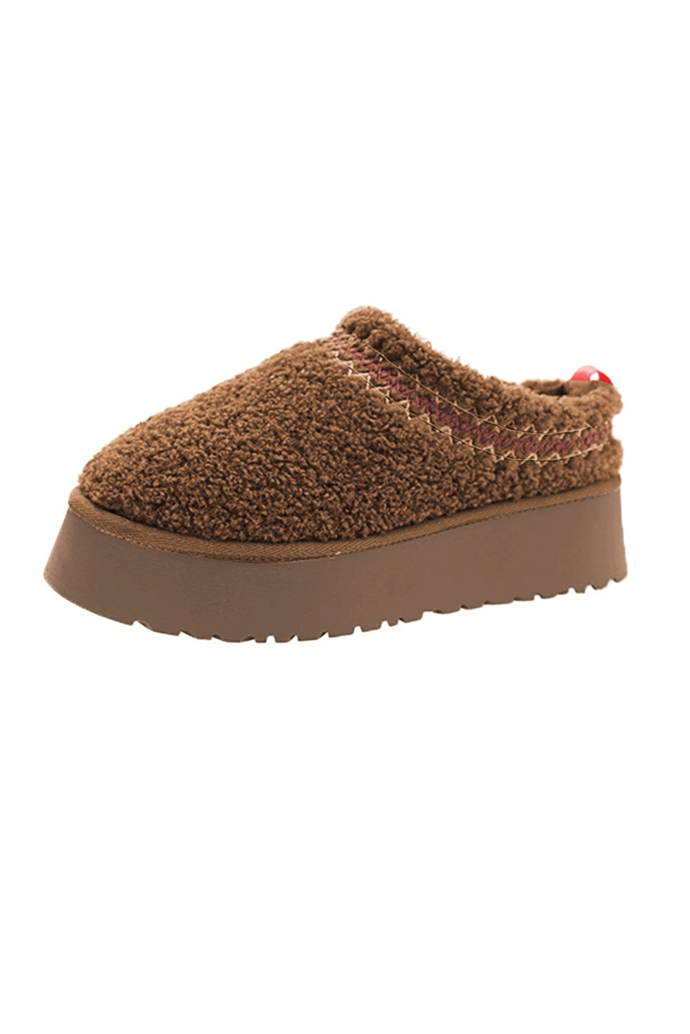 women's Oatmeal Suede Contrast Plush Thick Sole push on