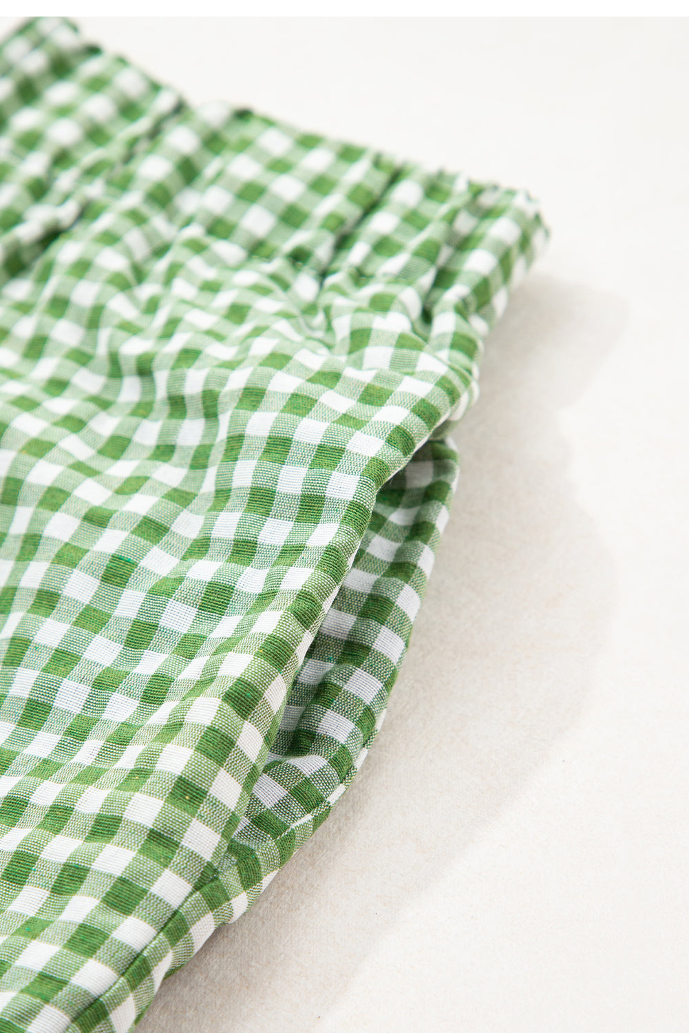 women's Fern Green Red Plaid Gingham Printed High Waist Shorts