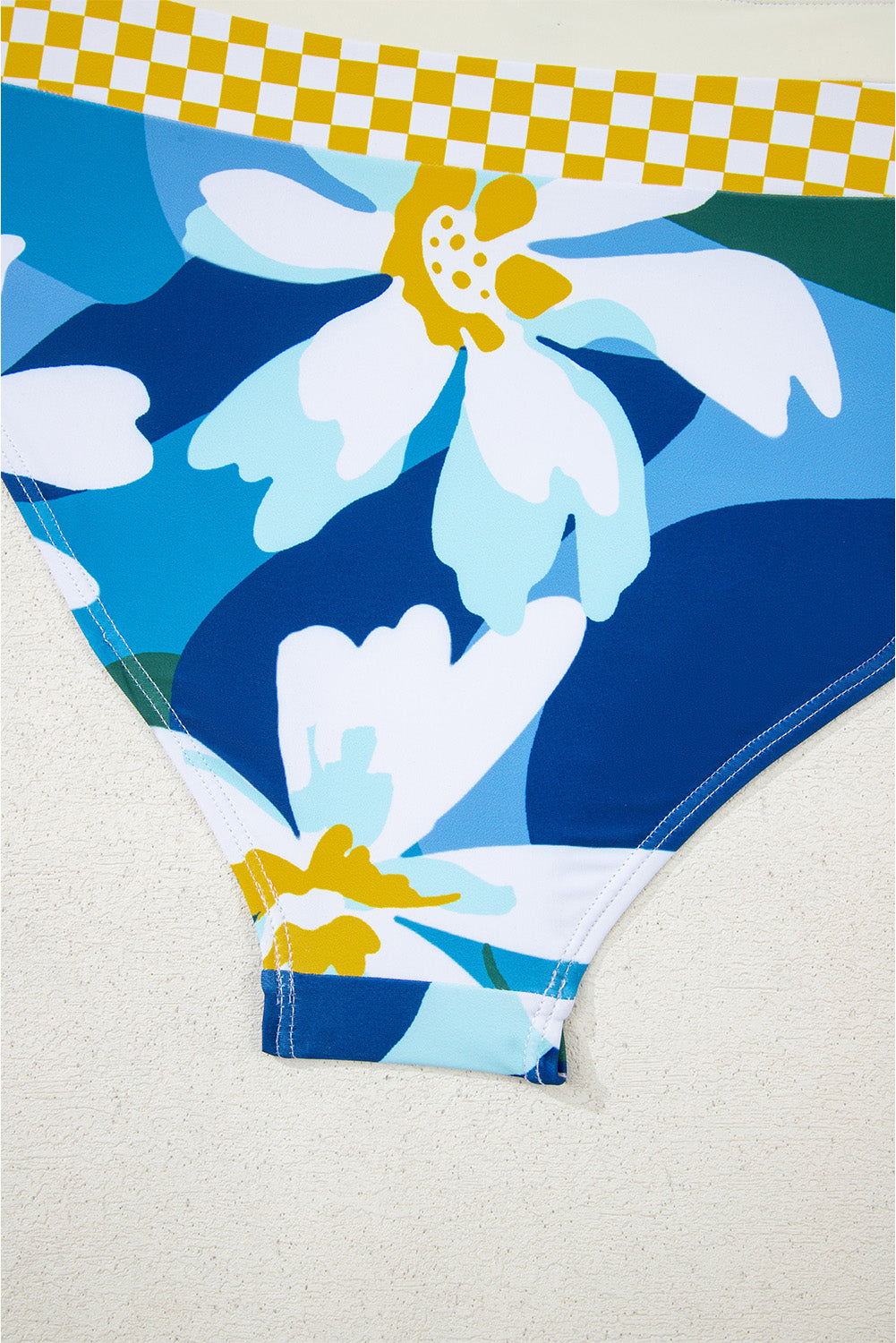 women's Green Floral Print Racerback Cutout High Waist 2pcs Bikini