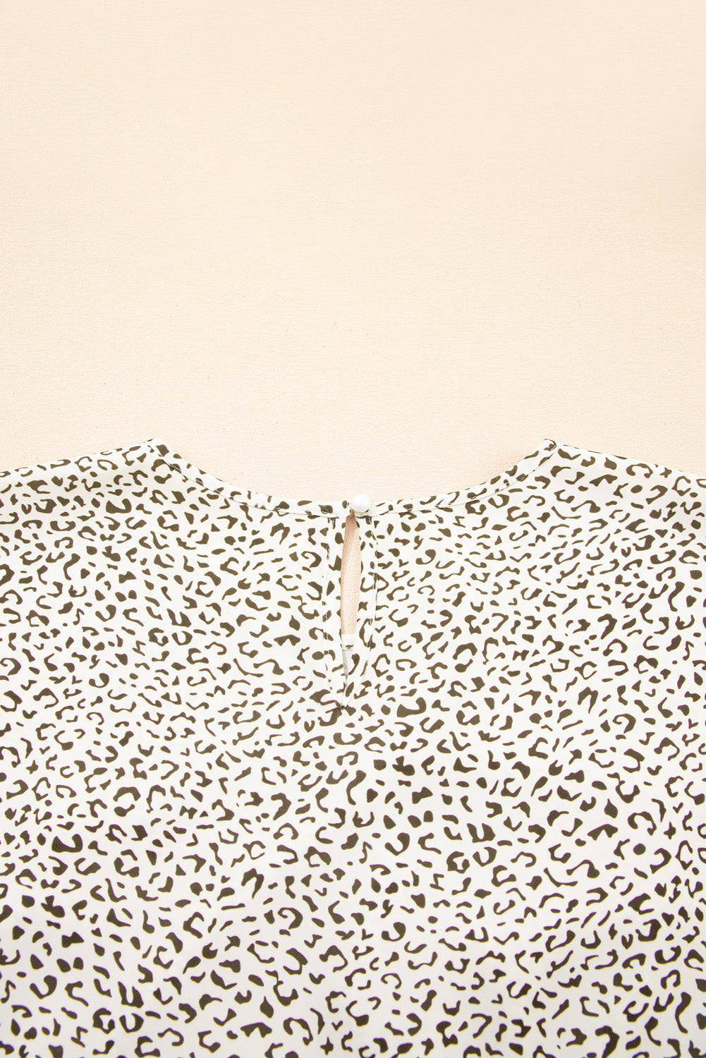 Women's Beige Plus Size Leopard Print Frill Trim Short Sleeve Flared Dress