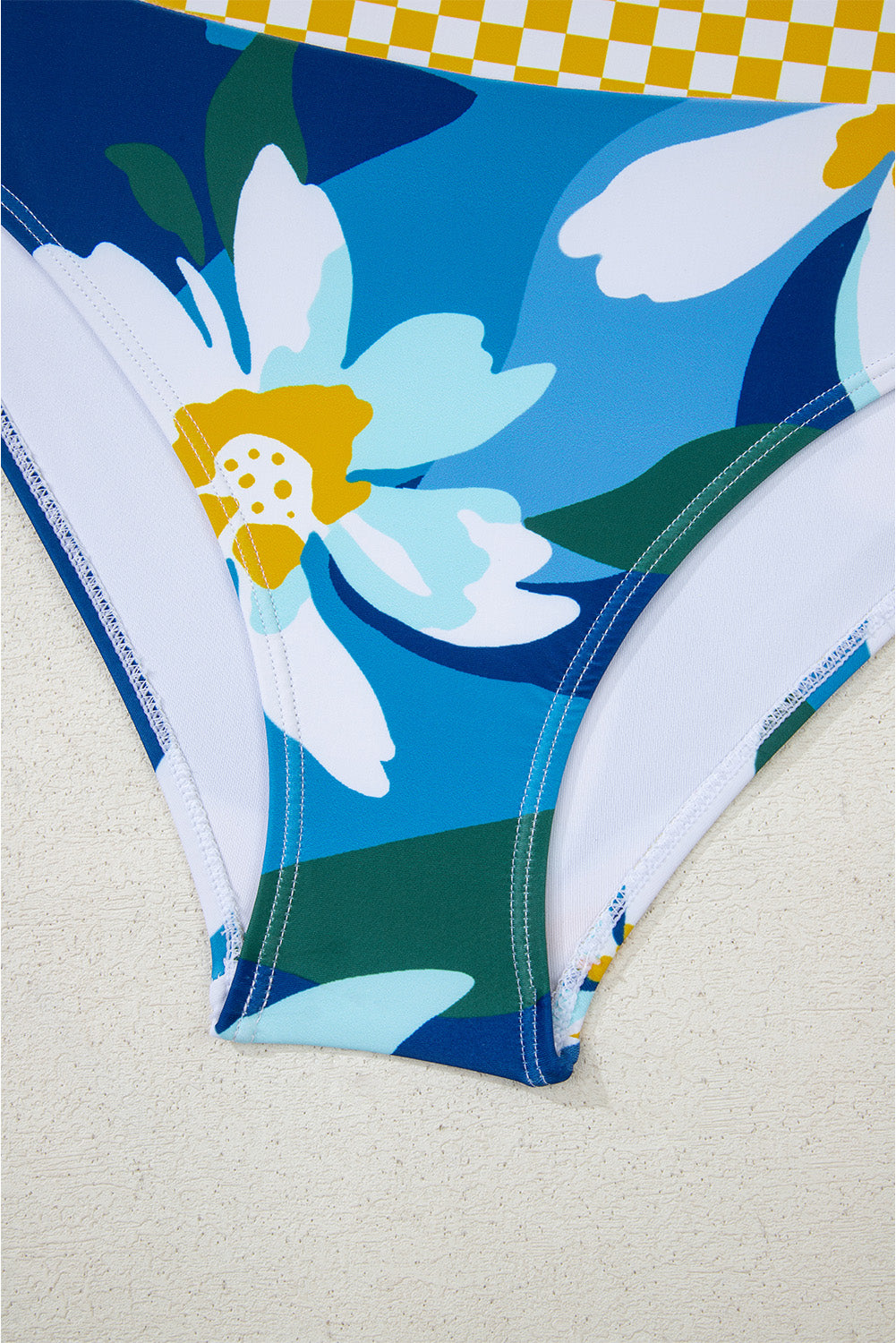 women's Green Floral Print Racerback Cutout High Waist 2pcs Bikini