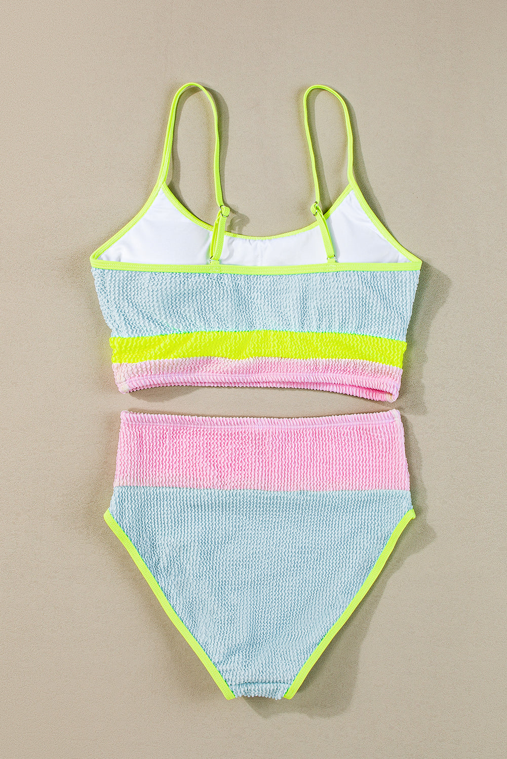 women's Beau Blue Color Block High Waisted Sexy Bikini Set