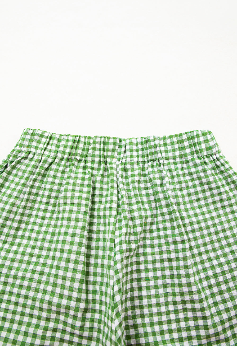 women's Fern Green Red Plaid Gingham Printed High Waist Shorts