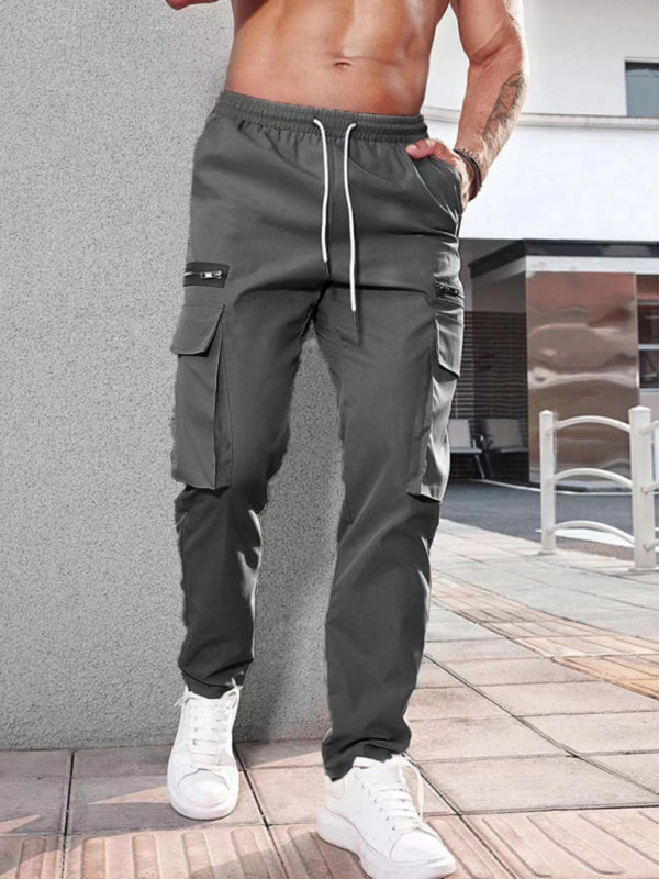 Men's new fashionable casual sports zipper decorative Pants