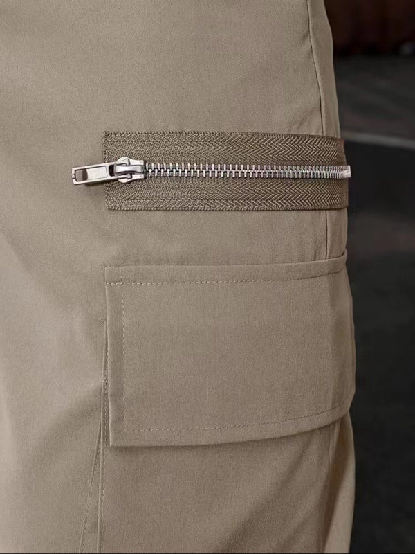 Men's new fashionable casual sports zipper decorative Pants