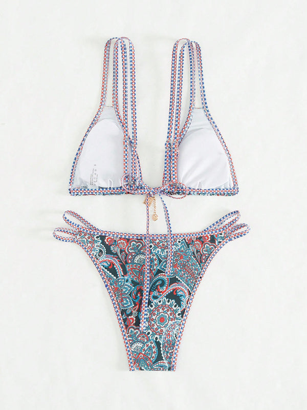 New women's Paisley floral print sexy strappy bikini
