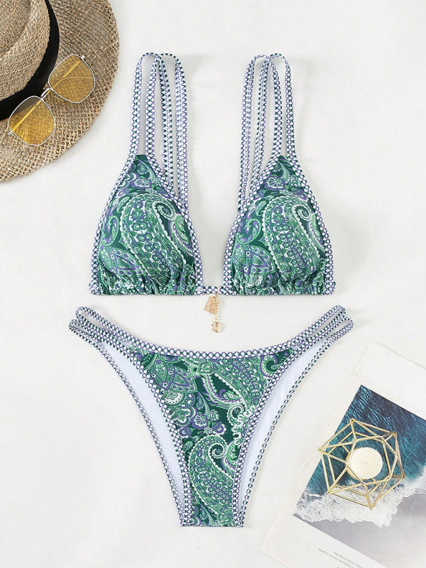 New women's Paisley floral print sexy strappy bikini