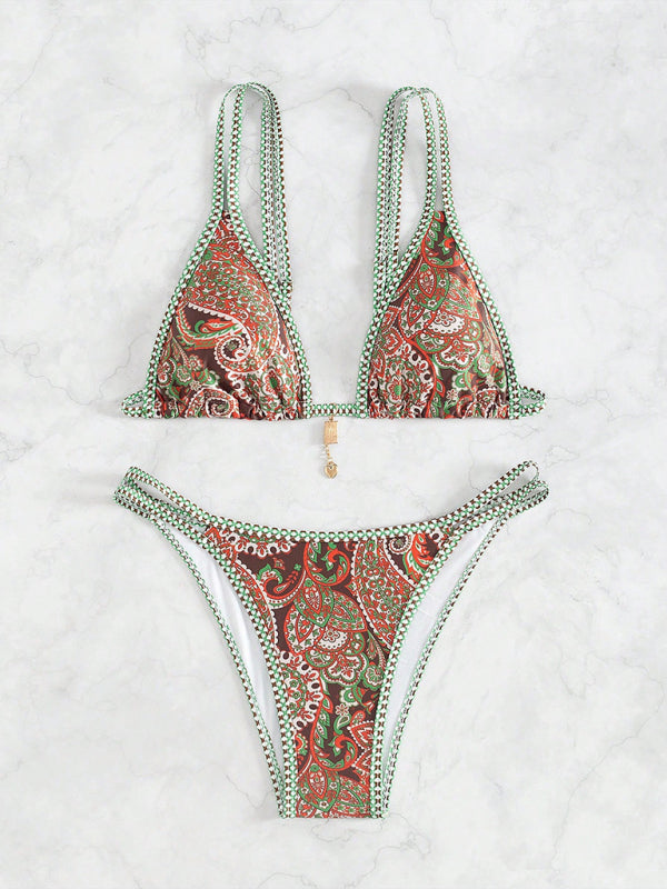 New women's Paisley floral print sexy strappy bikini