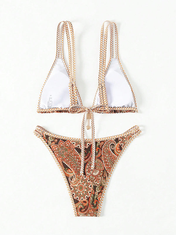 New women's Paisley floral print sexy strappy bikini