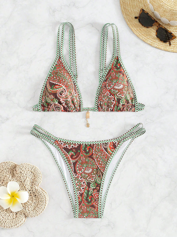 New women's Paisley floral print sexy strappy bikini