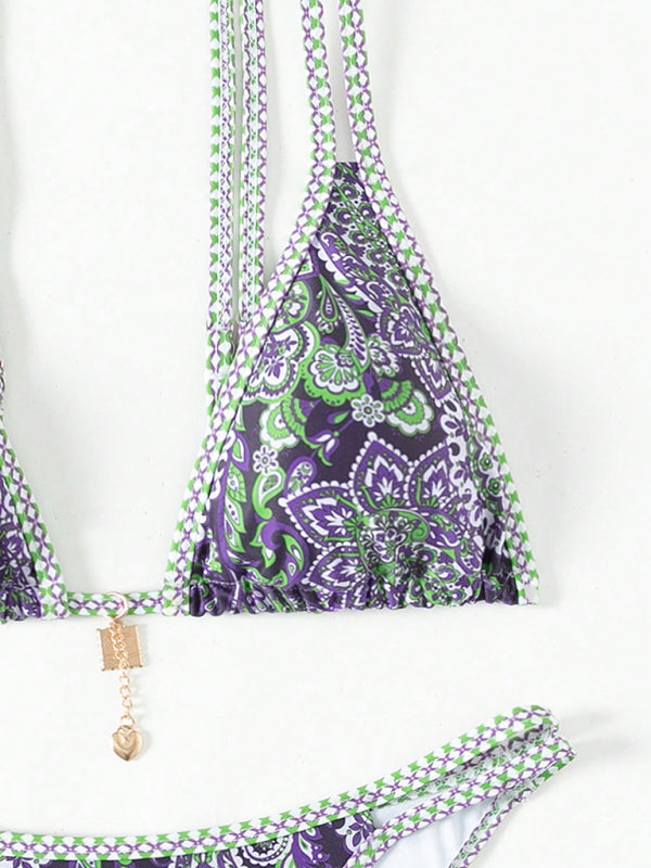 New women's Paisley floral print sexy strappy bikini