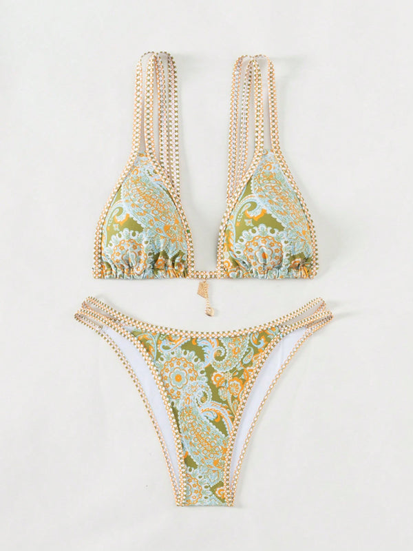 New women's Paisley floral print sexy strappy bikini