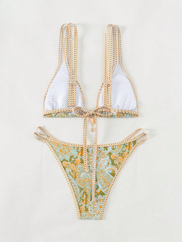 New women's Paisley floral print sexy strappy bikini