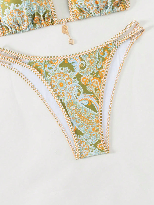 New women's Paisley floral print sexy strappy bikini